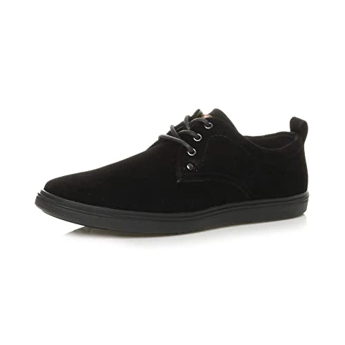lace up Casual Leather Insole Desert Trainers Plimsoles Pumps Size 7 41 Black