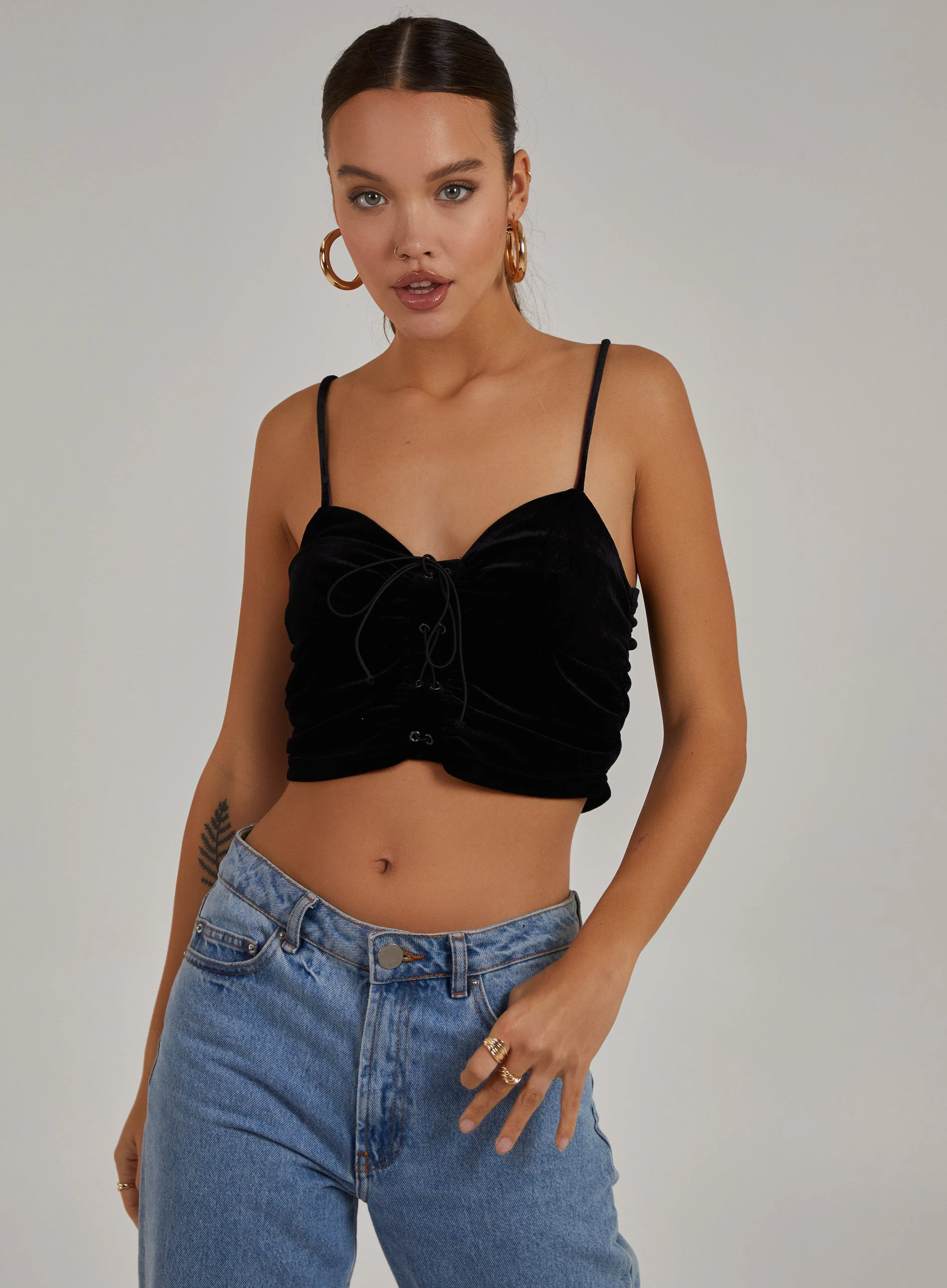 Lace Up Corset Crop Top Black