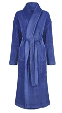 Ladies AVA Warm Fleece Nightwear Dressing Gown Robe Blue 8-10
