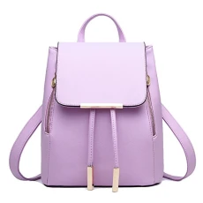 Ladies Backpack Casual Women Girls Shoulder Bag Rucksack PU Leather Travel Bag Purple