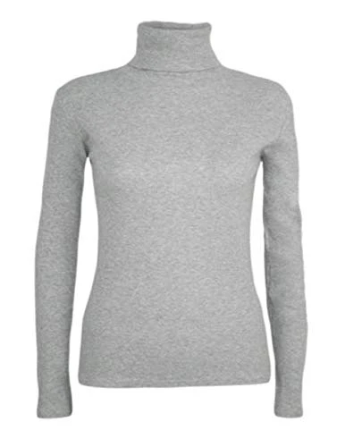 Ladies Basic Casual Long Sleeves Polo Neck Stretch Top Turtle Neck Jumper Size 8-26 Grey