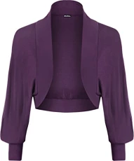 Ladies Batwing Shrug Top Womens Bolero Cardigan Purple 12/14