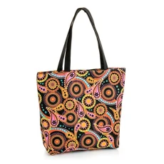 Ladies Black and multi colour paisley print bag day bag beach bag