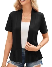 Ladies Black Cardigans for Casual Office Sweater Knitwear Jackets Summer Cropped Short Sleeve Ruffle Shrugs XL Ladies Black Cardigans for Casual Office Sweater Knitwear Jackets Summer Cropped Short Sleeve Ruffle Shrugs XL