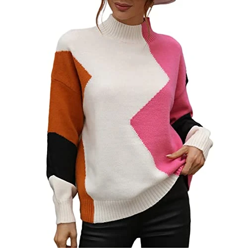 Ladies Black V Neck Jumper Orange Turtleneck Sweater Engagement Gifts Training Women's Winter Autumn