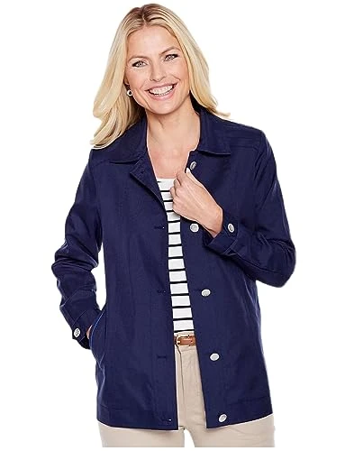 | Ladies | Blouson Style Lightweight Jacket Coat With Piping | Navy