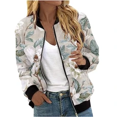 Ladies Bomber Jackets Size 8/16 Lightweight Long Sleeve Zip Up Coats Elegant Smart Jacket Autumn Winter Casual Military Outerwear Baggy Tops Women's Quilted Coat Pockets