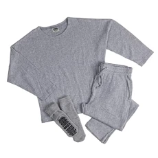 Ladies Brushed Jersey Loungewear & Sock Set Grey
