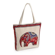 Ladies Canvas all purpose bag with Elephant design day bag beach bag