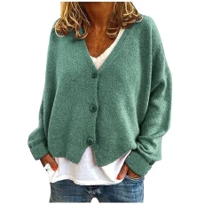 Ladies Cardigan Plus Size 8/18 Long Sleeve Knitted Cropped Cardigans Solid Soft Sweater Elegant V-Neck Button Down Jackets Jumper Lightweight Outerwear Shrug Shawl Coats