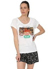 Ladies Central Perk Short Pyjamas for Cafe TV Show Black White (18-20, numeric_18) Ladies Central Perk Short Pyjamas for Cafe TV Show Black White (18-20, numeric_18)