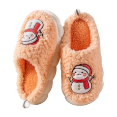 Ladies Christmas Slippers Festive Christmas Cute Cartoon Slippers Womens Fluffy Cozy House Slippers Memory Foam Women's Fuzzy Slipper Indoor Outdoor Slip-On Winter Shoes Orange