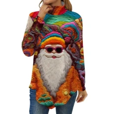 Ladies Christmas Tops Y2k Top Black Tshirt Womens Blue Blouse Womens Tunic Jumpers Christmas Jumpers for Women Light Up Sweatshirt for Women Plus Size Christmas Jumper(Orange,XXL)