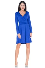 ® Ladies Classy Elegant Long Sleeve Wrap Cocktail Evening Skater Dress FM34 Royal Blue