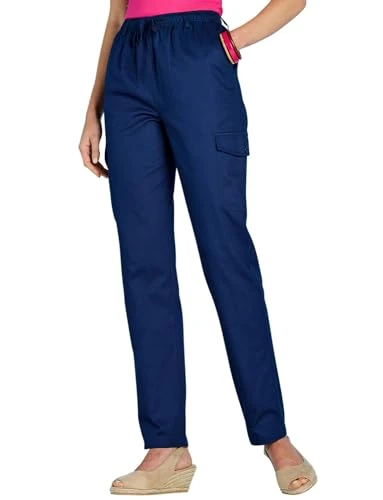 Ladies | Comfortable Cotton Cargo Trousers | Elasticated Waist with Practical Pockets | Navy