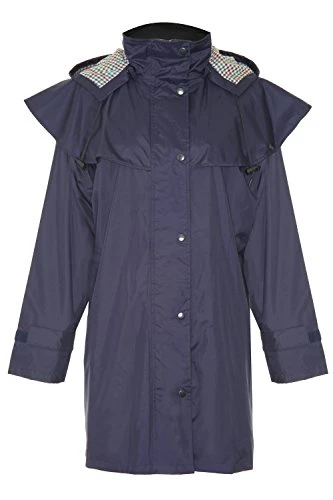 Ladies Country Estate Windsor Waterproof Fabric Lined Riding Coat Navy 18