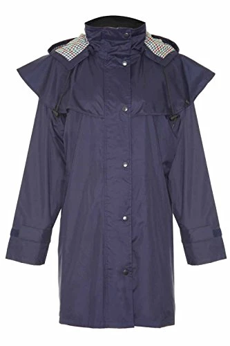 Ladies Country Estate Windsor Waterproof Fabric Lined Riding Coat Navy 20