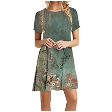 Ladies Dresses, Sundresses for Women Women's V Neck Elegant a Line Low Waist Satin Skirt Short Sleeve Ribbed Casual Floral Print Dress Midi Dresses with Pockets,Sky Blue,M Ladies Dresses, Sundresses for Women Women's V Neck Elegant a Line Low Waist Satin Skirt Short Sleeve Ribbed Casual Floral Print Dress Midi Dresses with Pockets,Sky Blue,M