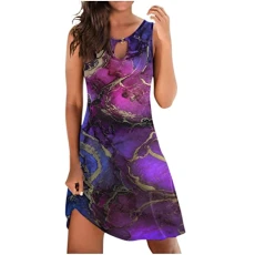 Ladies Dresses Vintage Dress for Women Women Loose Chiffon Dress Party Elegant Casual Solid Color Party Formal Evening Dress Beach Holiday Dress GoingOut Outfits,Purple,S