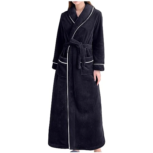 Ladies Dressing Gown Fluffy Super Soft Bathrobe Plush Fleece Perfect Loungewear Long Robe Kimono Robe Full Length Bathrobe, Gifts for Her