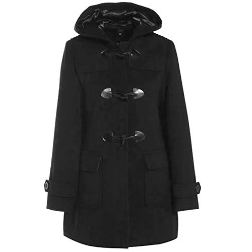 Ladies Duffle Wool Coat Womens Trench Winter Casual Hooded Classic Fit Outerwear Vintage Elegant War