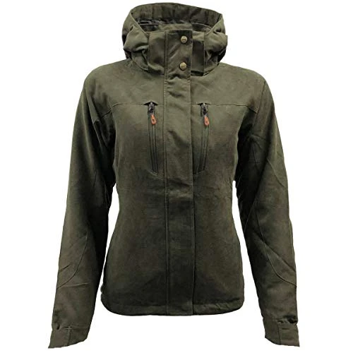 Ladies Elise Waterproof Jacket Multipocket Hooded Hunters Green Womens Coat