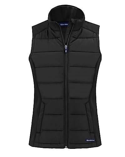 Ladie's Evoke Hybrid Eco Softshell Recycled Womens Full Zip Vest, Black, L