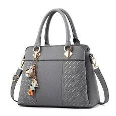 Ladies Fashion Handbag, Shoulder Purse Women Crossbody,Leather Tote Bags with the classic tassels (Dark Gray)