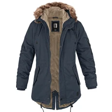 Ladies Fishtail Winter Parka with Teddy Lining Parka Jacket Winter Coat, navy, L