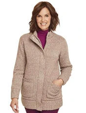 Ladies | Fleece Lined Front Pocket Zip Cardigan | Natural Ladies | Fleece Lined Front Pocket Zip Cardigan | Natural