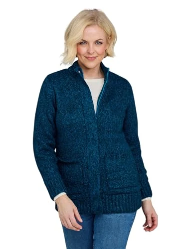 | Ladies | Fleece Lined Front Pocket Zip Cardigan | Teal