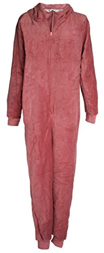 Ladies Fleece Onesie with Animal Hood Dark Pink Owl Medium