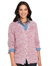 Ladies | Fluffy Feather Yarn Cardigan | Pink
