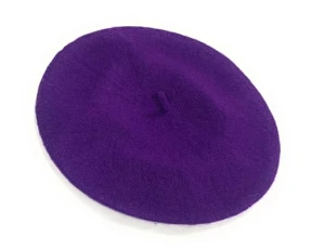 Ladies' French Style Wool Warm Woollen Plain Beret Beanie Hat Cap (Wool Blend, Royal Purple)