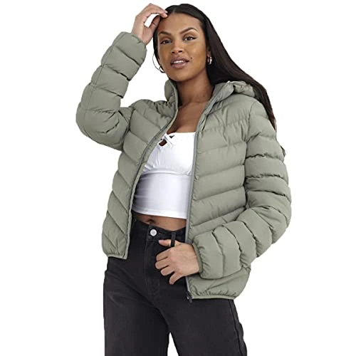 Ladies Grant Padded Hooded Puffer Jacket with DTM Trims (16, Sage)