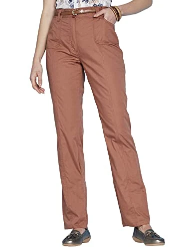 Ladies | High-Waisted Zip and Fly Pocket Cotton Trouser | Terracotta