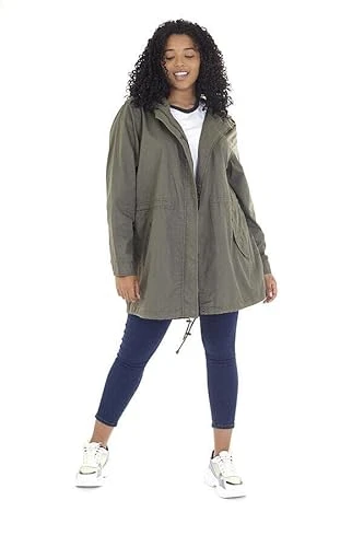 Ladies Jacket Padded Quilted Winter Faux Fur Hooded Warm Coat Khaki - BELGIUMPKB 10