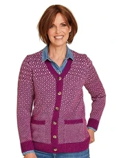 Ladies | Jacquard Button Cardigan | Mauve