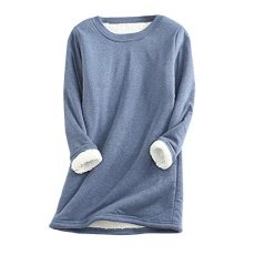 Ladies Jumpers and Tops Thick Fleece Sweatshirts Winter Velvet Warm Underwear Baggy Casual Pullover Soft Comfy Sweater Tunic Sweat Shirts Hoodies for Women UK Sale