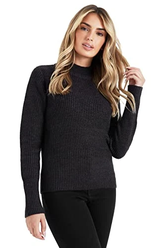 Ladies Jumpers Long Sleeve Turtle Neck Plain Sweaters for Women (XL, Charcoal)