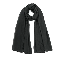 Ladies Large Plain Sarong Scarf Dress Wrap Cover Up Beachwear Swimwear (Black)