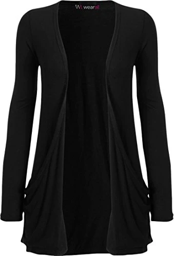Ladies Long Sleeve Boyfriend Cardigan Womens Top - Black - 16/18