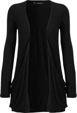Ladies Long Sleeve Boyfriend Cardigan Womens Top - Black - 16/18