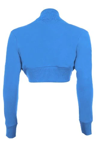 Ladies Long Sleeve Floral Beaded Sequin Women's Bolero Shrug Crop Cardigan [Aqua, (UK 24-26)]