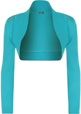 Ladies Long Sleeve Shrug Womens Bolero Cardigan Top ((XL) 16-18, Turquoise)