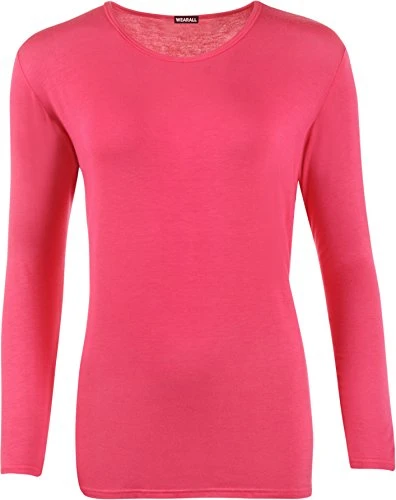 Ladies Long Sleeve T-Shirt Top Womens Plus Sizes Cerise 24/26