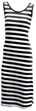 ® Ladies Maxi Dress Collection Various Styles, Colours & Sizes - Striped 2 Colours Design [Size One Size, Colour Black & White Stripes]