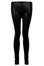 Ladies Metallic Shiny Wet Look PVC Women's Disco Pants Sexy Dance Leggings [Black, SM]