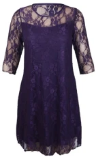 Ladies New Plus Size Floral Pattern Lace Dresses Womens Lined 3/4 Sleeve Stretch Fit Evening Dress All Purple Size 16 Ladies New Plus Size Floral Pattern Lace Dresses Womens Lined 3/4 Sleeve Stretch Fit Evening Dress All Purple Size 16