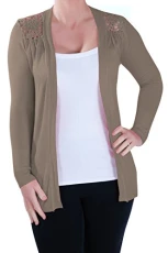 Ladies Open Front Knitted Cardi Womens Crochet Cardigan One Size